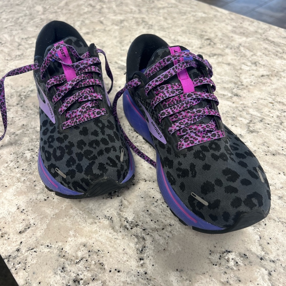 Brooks Women's Leopard Print Running Shoes - Black and Purple